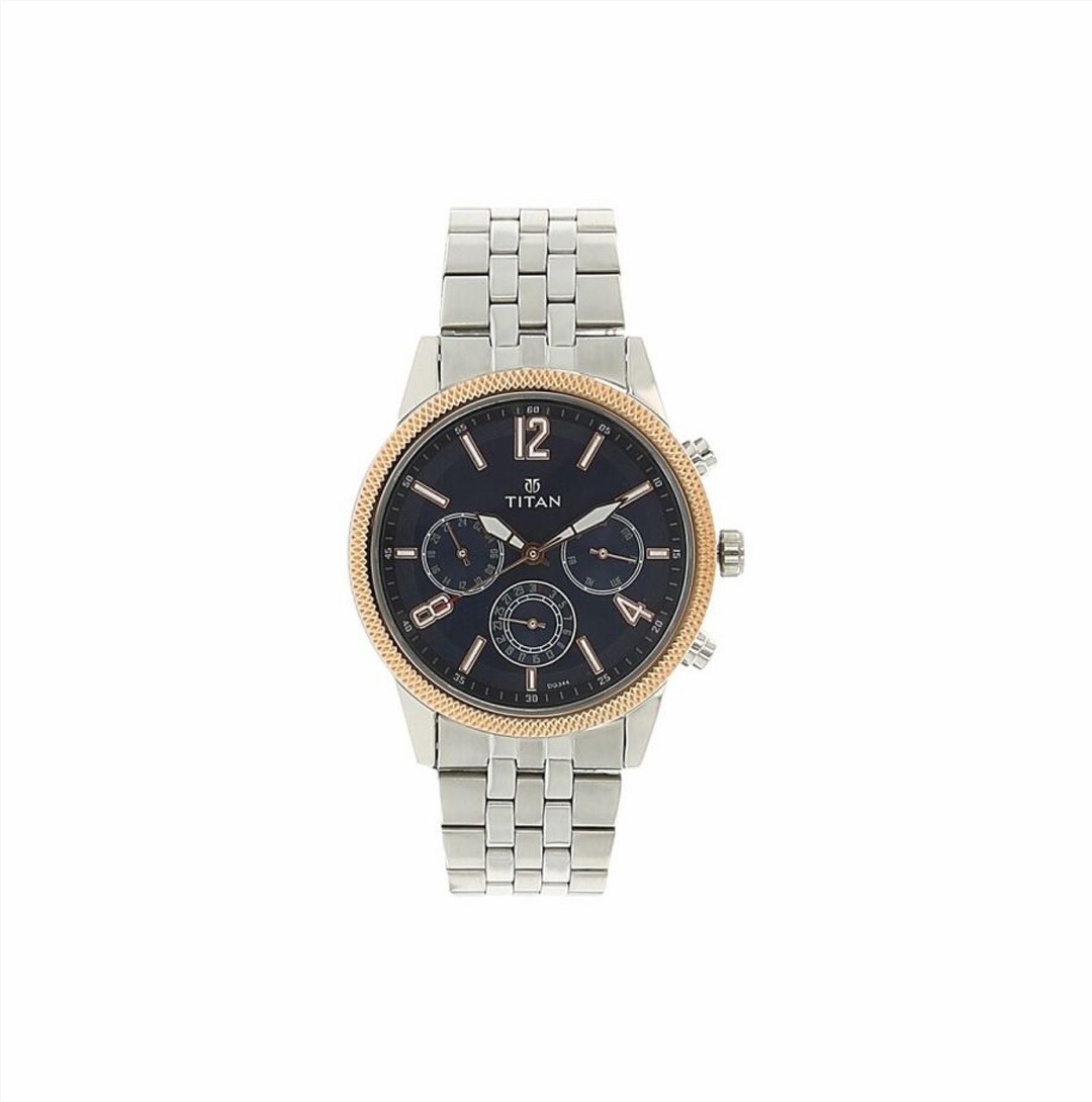 Titan Men's Metropolitan Luxe: Multifunction blue Dial with Two-Tone Stainless Steel Bracelet Watch (NS1734KM01)