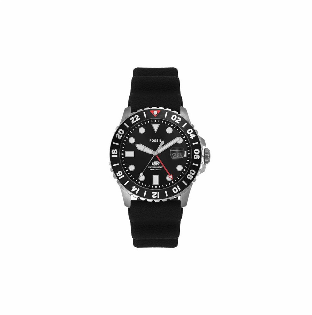 Fossil Blue GMT Black Silicone Watch (FS6036)