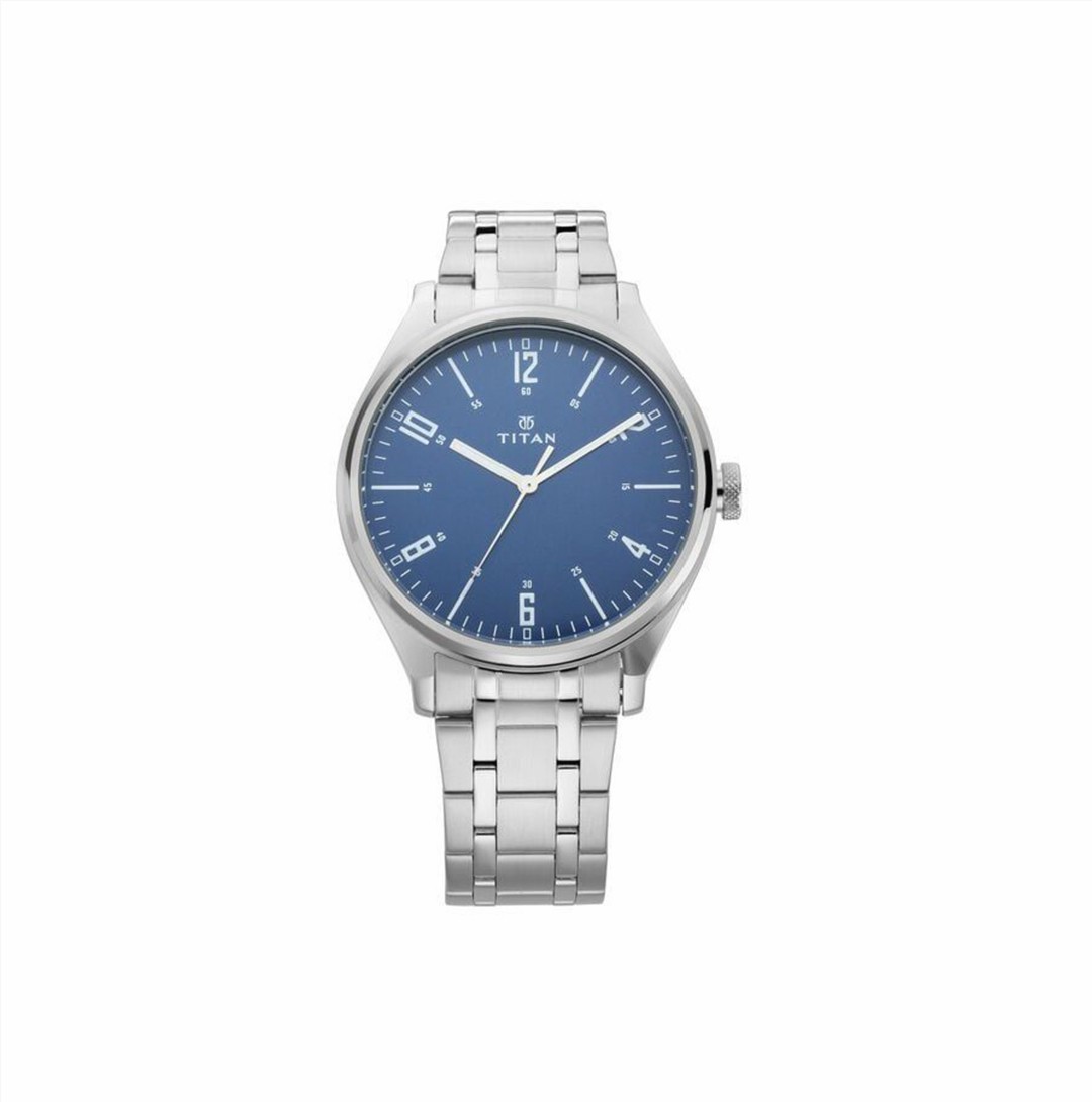 Titan Men's Minimalist Zen Watch: Sleek Metal Strap with Contrast Hands (NS1802SM02)