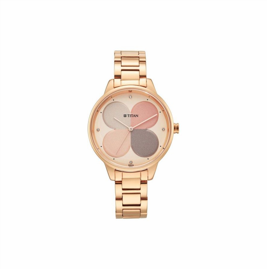 Titan Purple Glam It Up Multicoloured Dial Women Watch With Stainless Steel Strap (NS2648WM02)