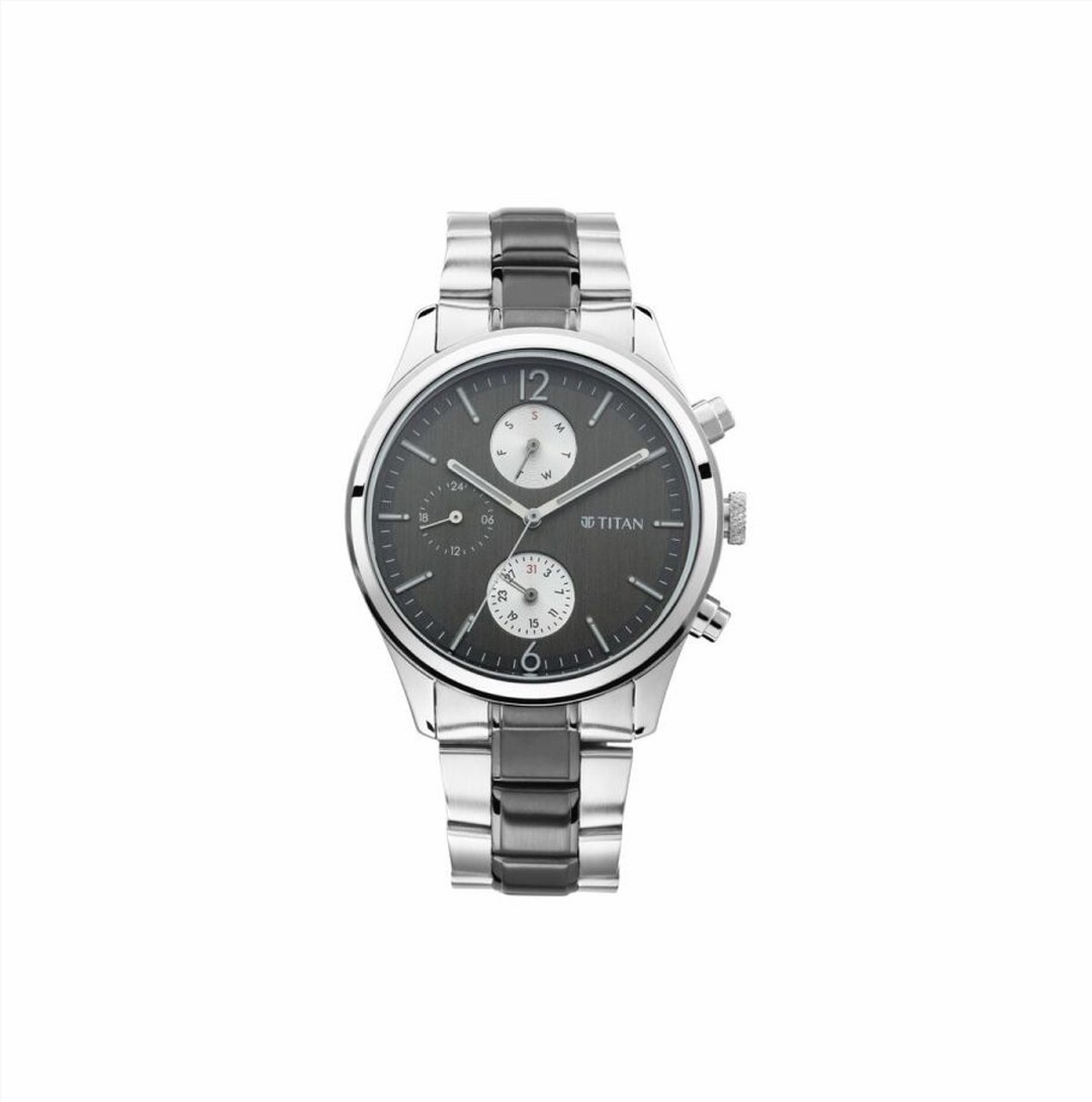 Titan Men's Metropolitan Charm: Men's Multifunctional Anthra Watch with Metallic Accents (NS1805KM02)