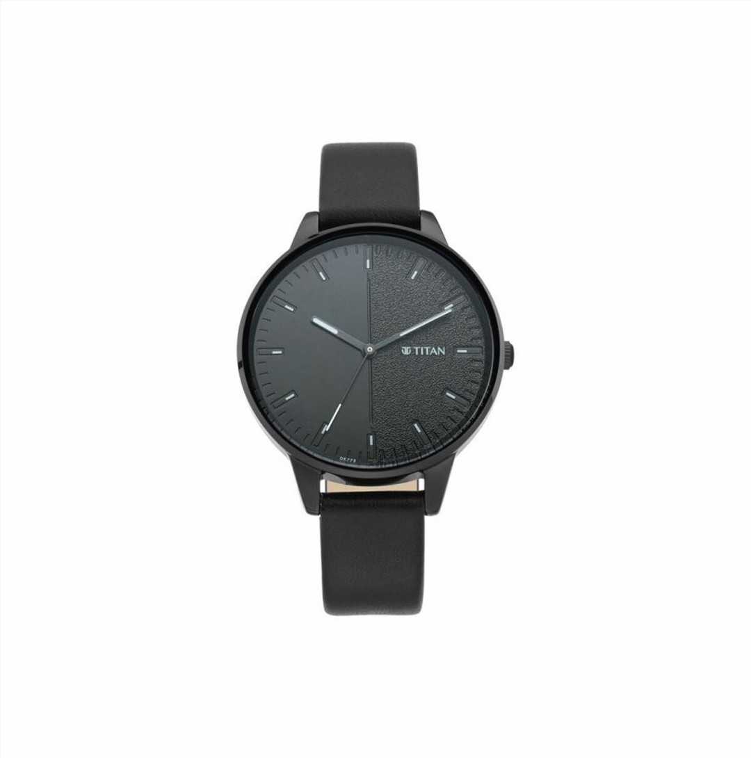 Titan Women's Precision Simplicity Watch: Black Gradient Dial with Leather Strap (NS2648NL01)