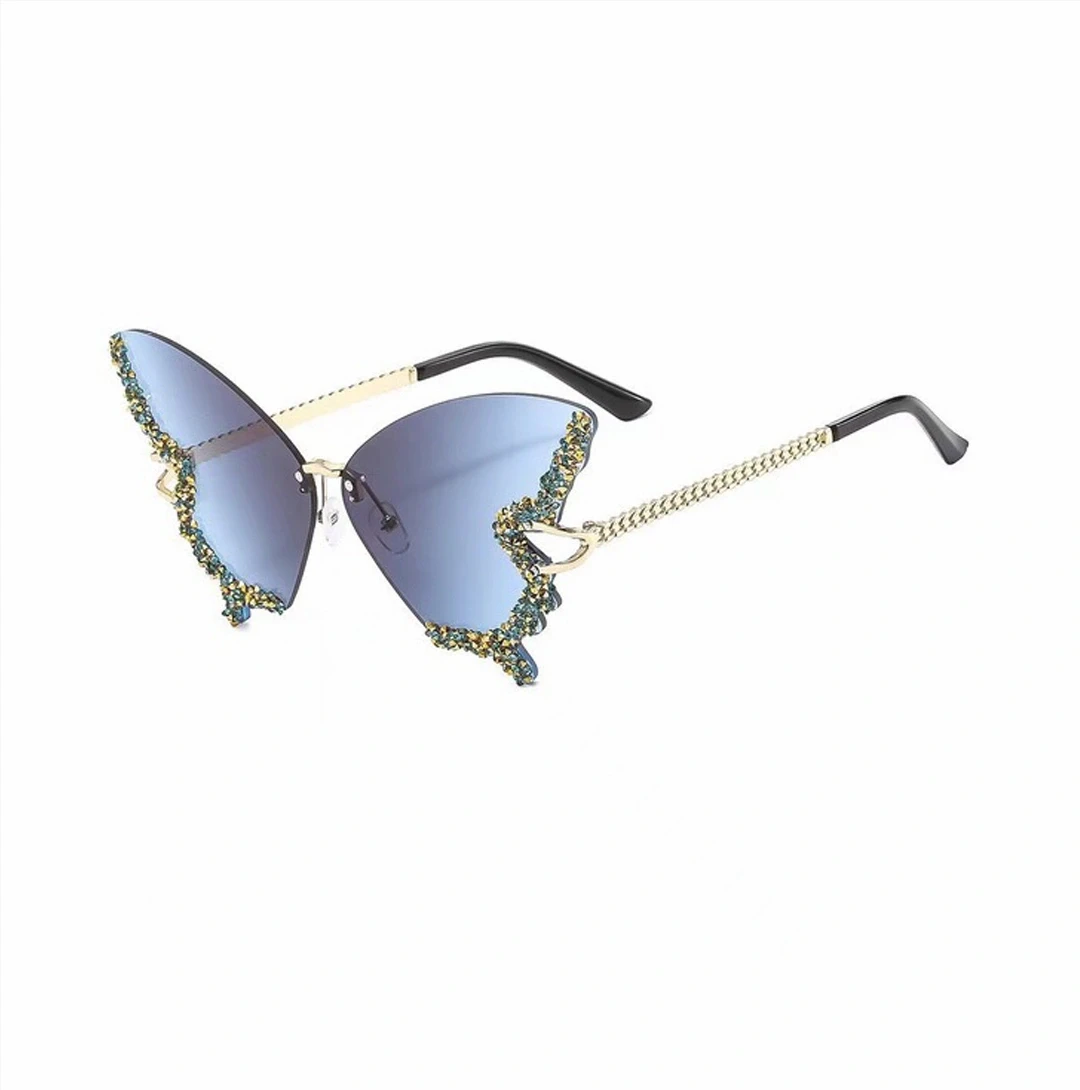 Frameless cut-edge butterfly shape sunglasses || UV400 resistance || Cross-border foreign colorful party fashion sunglasses