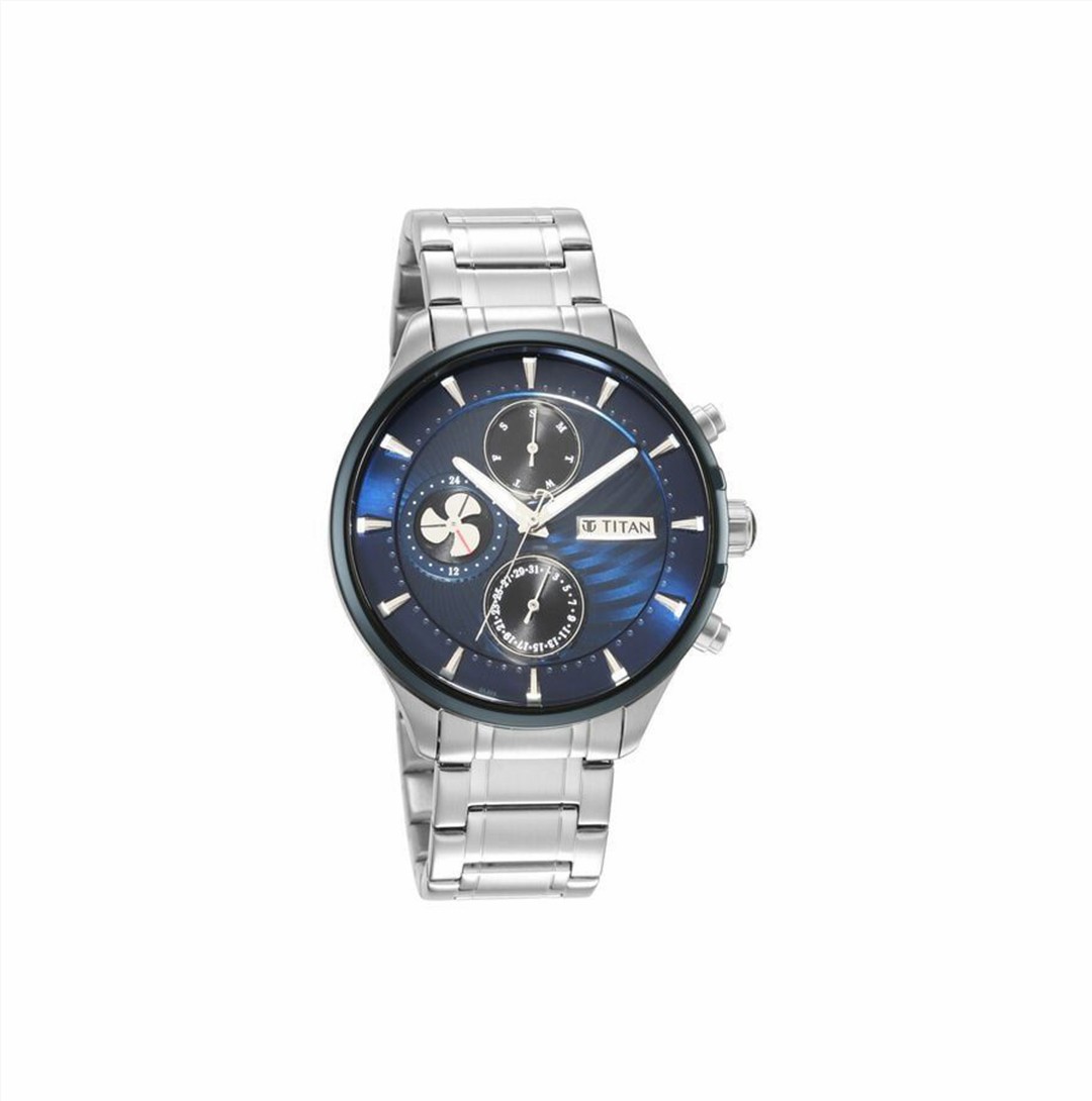 Titan Maritime Blue Dial Quartz Multifunction Stainless Steel Strap watch for Men (NS1873KM02)