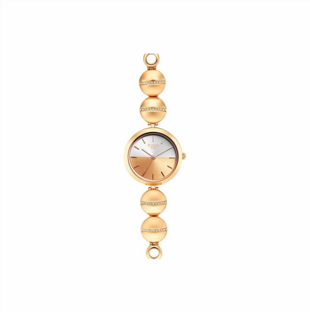 Titan Raga Delight Two Toned Dial Women Watch With Metal Strap (NS2606WM11)