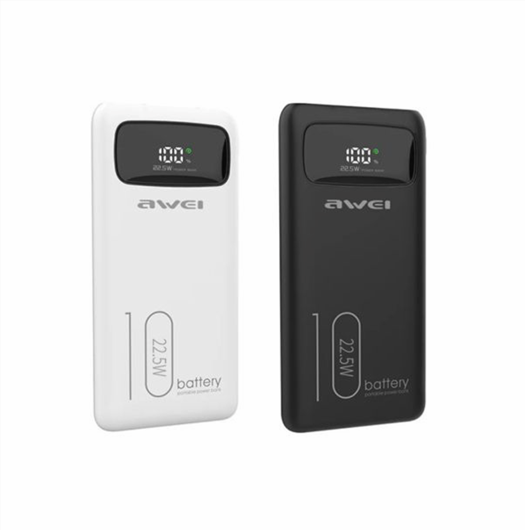 AWEI P168K 10000mAh PD22.5W 2 Built-in Cable Multiple Output Power Bank