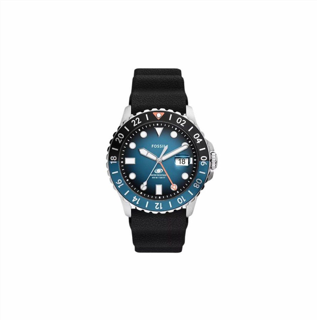 Fossil Blue GMT Black Silicone Watch (FS6049)