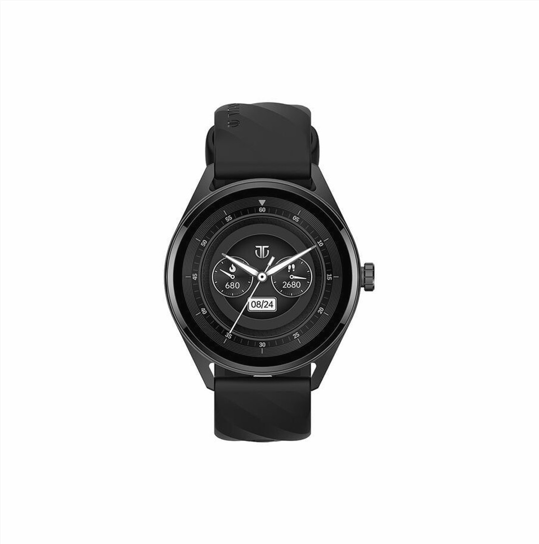 Titan Crest with 3.63 cm AMOLED Display with AOD, Functional Crown, BT Calling, Premium Smartwatch with Black Strap (90197AP01K)