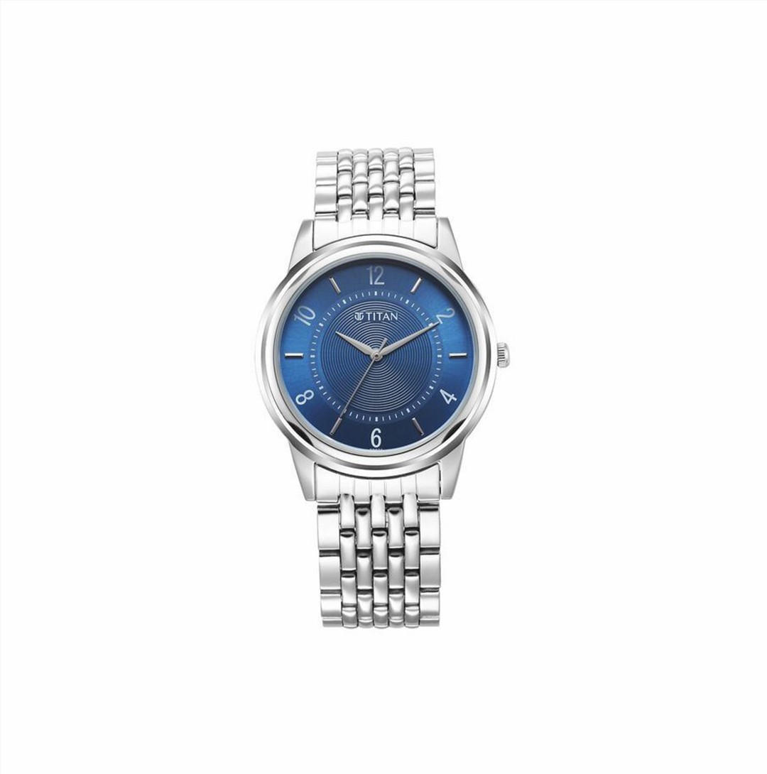 Titan Karishma Zing Quartz Analog Blue Dial Stainless Steel Strap Watch for Men (1638SM02)