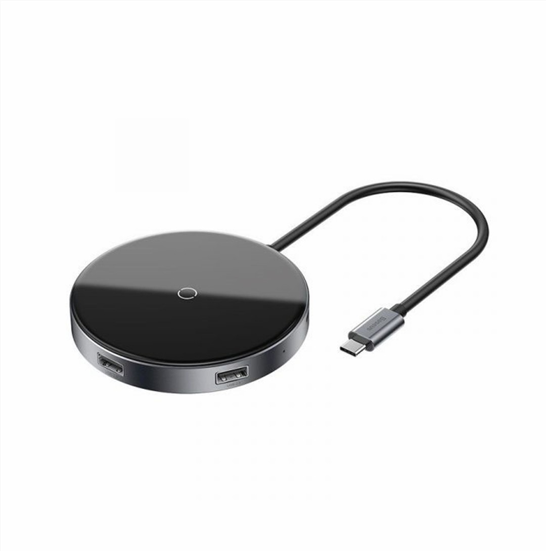 Baseus WXJMY-0G Circular Mirror Wireless Charger HUB (USB Type C to USB 3.0 x 1 + USB 2.0 x 3)