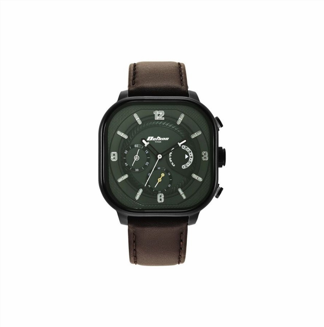 Titan Octane Aerobatics Green Dial Chronograph Leather Strap watch for Men (NS1856NL02)