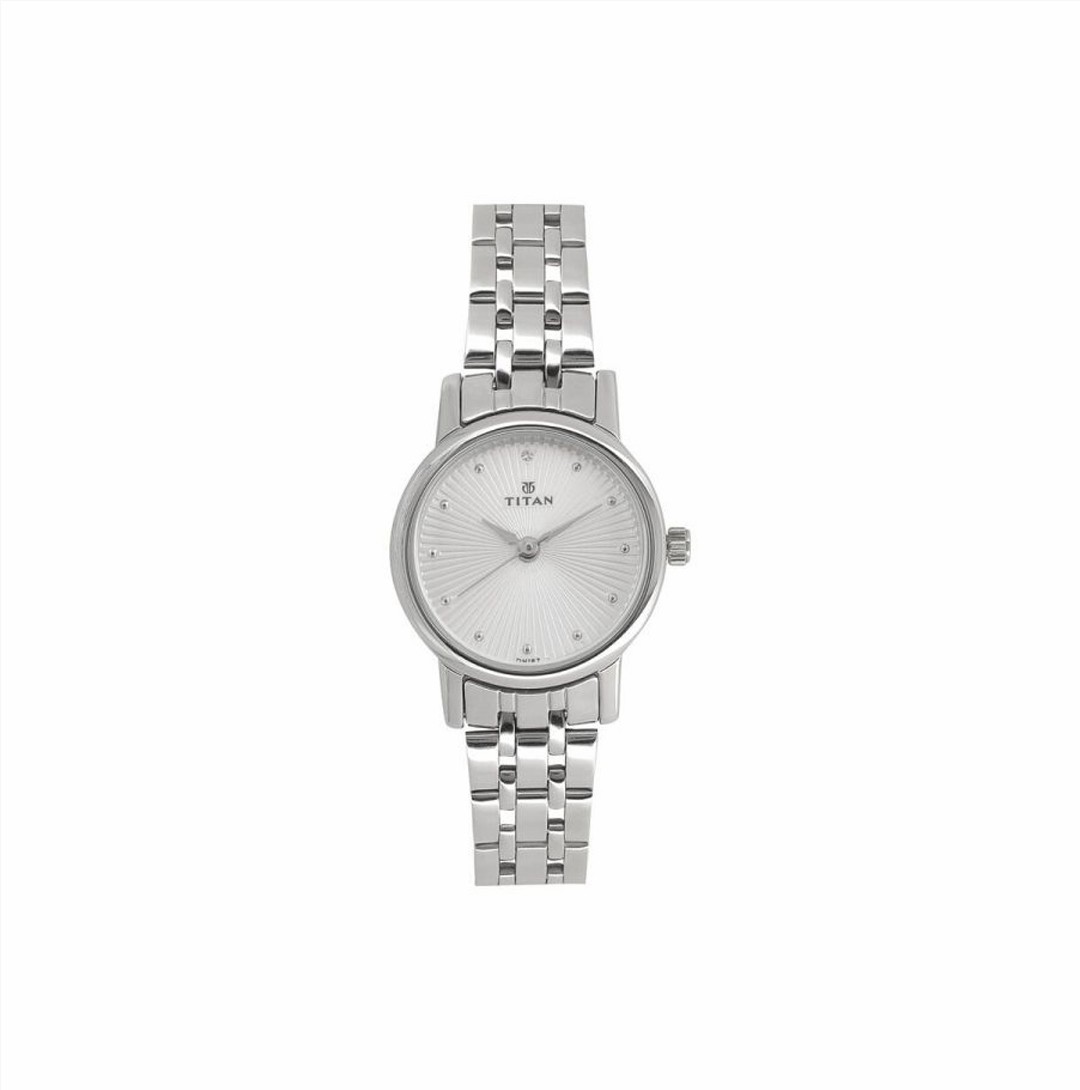 Titan Quartz Analog Silver Dial Stainless Steel Strap Watch for Women (NS2593SM01)