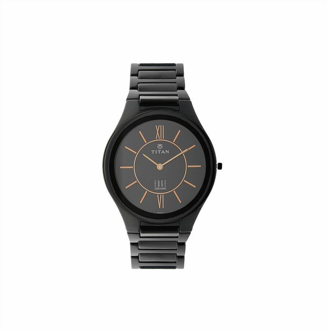 Titan Edge Ceramic Quartz in Rich Black Dial Watch for Men (NS1696NC01)