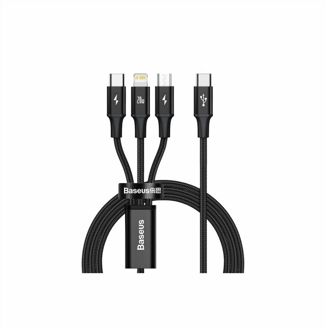 Baseus PD 20W Rapid Series 3-in-1 Fast Charging Data Cable Type-C to M+L+C