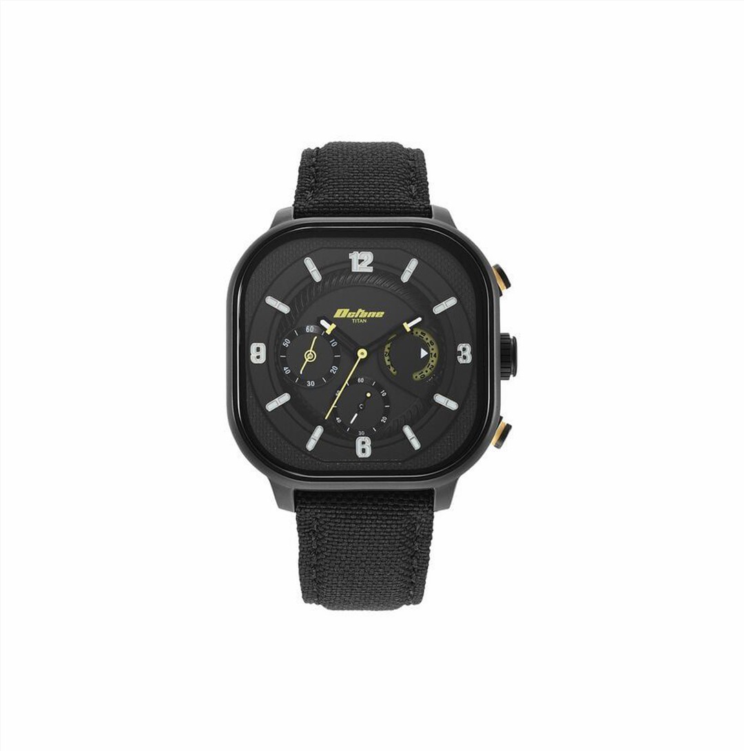 Titan Octane Aerobatics Black Chrono Fabric Strap Watch for Men (NS1856NL01)