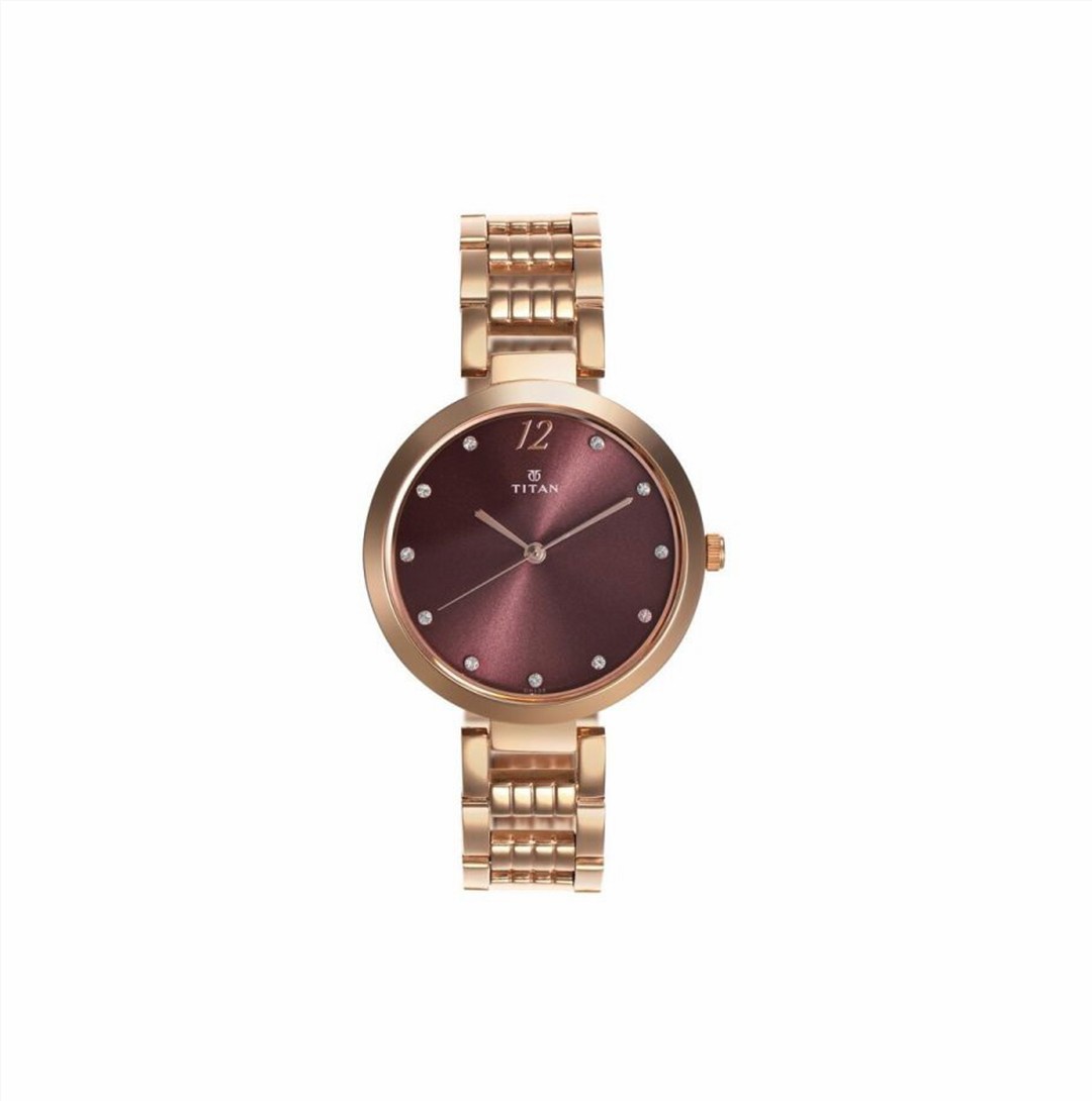 Titan Sparkle Purple Dial Analog Stainless Steel Strap Watch for Women (NS2480WM02)